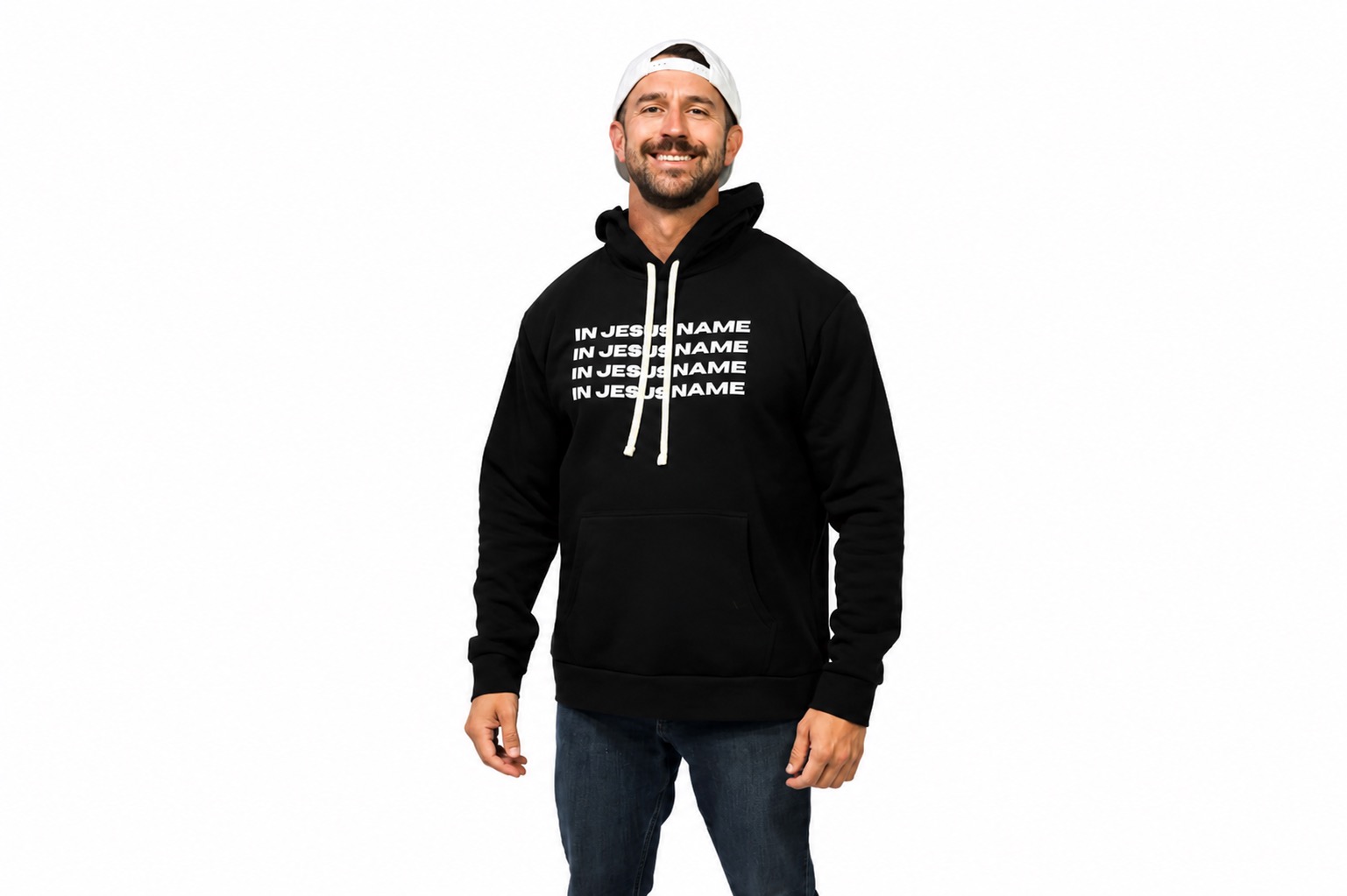 In Jesus Name Hoodie - 4 Bars Logo front view