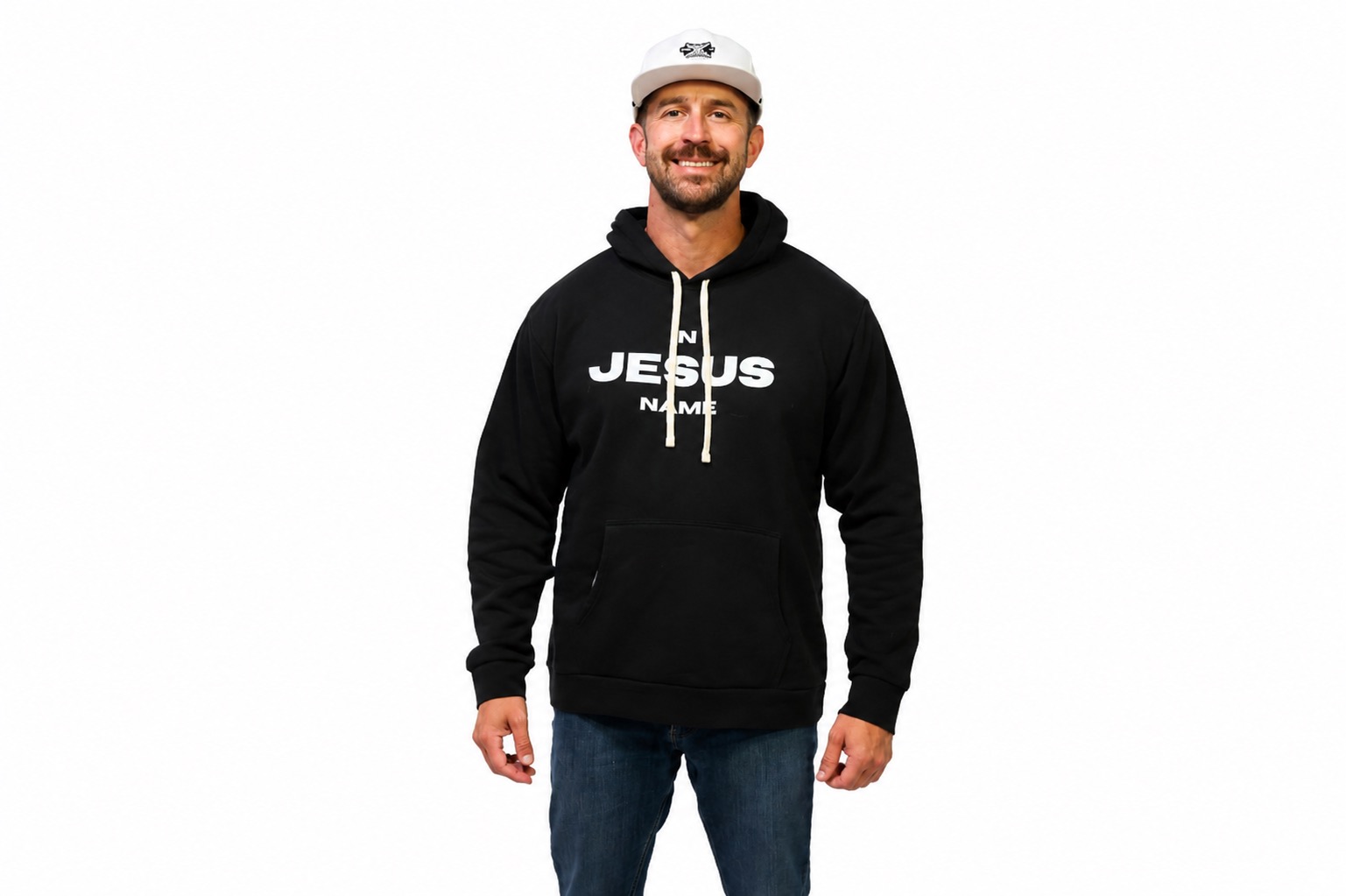 In Jesus Name Hoodie - Big Logo front view
